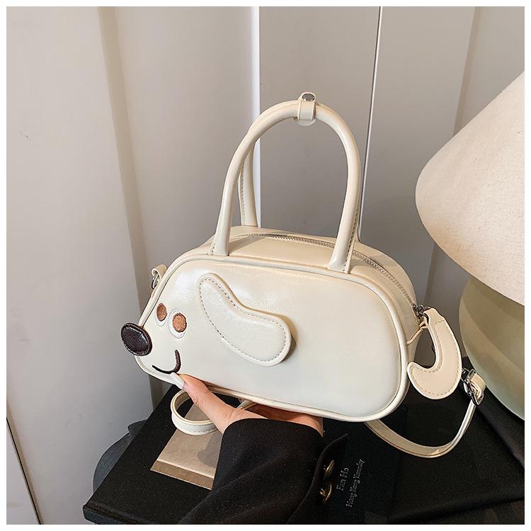 Women's Autumn Cartoon Dachshund Handbag: Versatile Single Shoulder & Crossbody Bag for Street Shopping