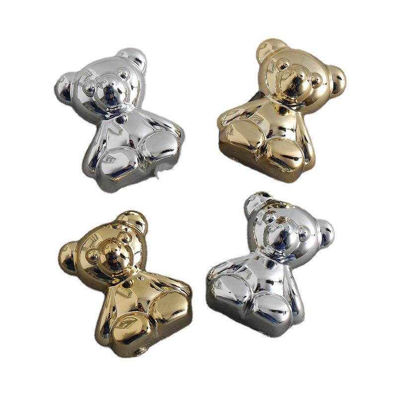 Popular Gold & Silver Bear Resin Accessories for DIY: Phone Cases, Hair Clips, Pendants, and Fridge Magnets