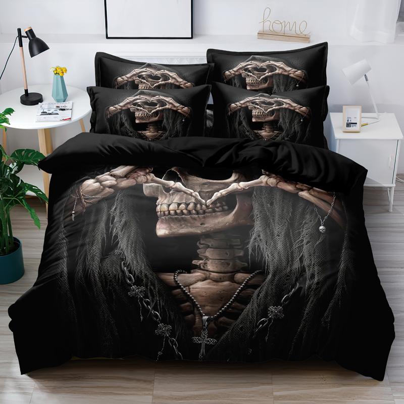 3-Piece Simple Modern Skull Animal Pattern Digital Printed Down Duvet Cover Set,Bedding Set(1 Down Duvet Cover+2 Pillowcases)