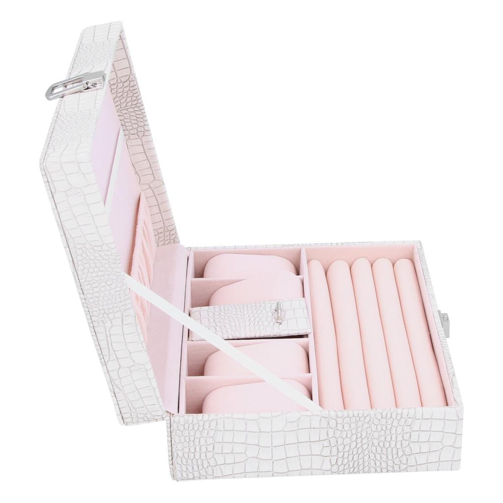 Białe pudełko z wielowarstwową biżuterią ze sztucznej skóry Przenośne pudełko do pakowania do zbierania