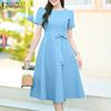 Women Casual Round Neck Summer Short Sleeve Dress