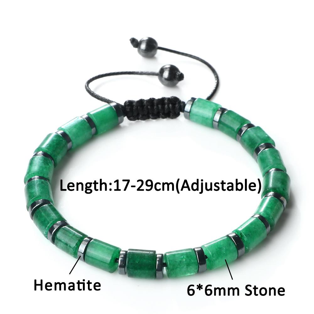 6mm Tiger Eye Onyx Bracelet Adjustable Natural Stone Cylinder Beads Black Obsidian Spacers Stretch Bangle Men Women Gift Jewelry