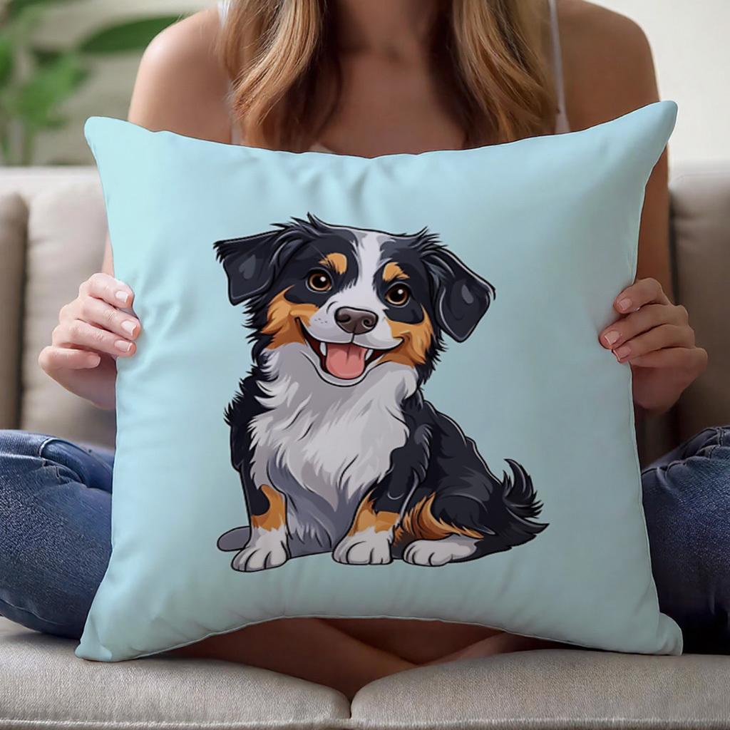 Cute Bernese Mountain Dog Pillow Cover 2D Printed Polyester Sofa Cushion Case – Adorable Pet Decor For Home 40X40Cm
