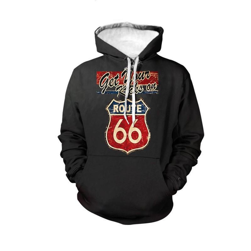 New Men's Autumn and Winter Hooded Sweatshirt 3D Printing 66 Letters Casual Sweatshirt Fashion Top