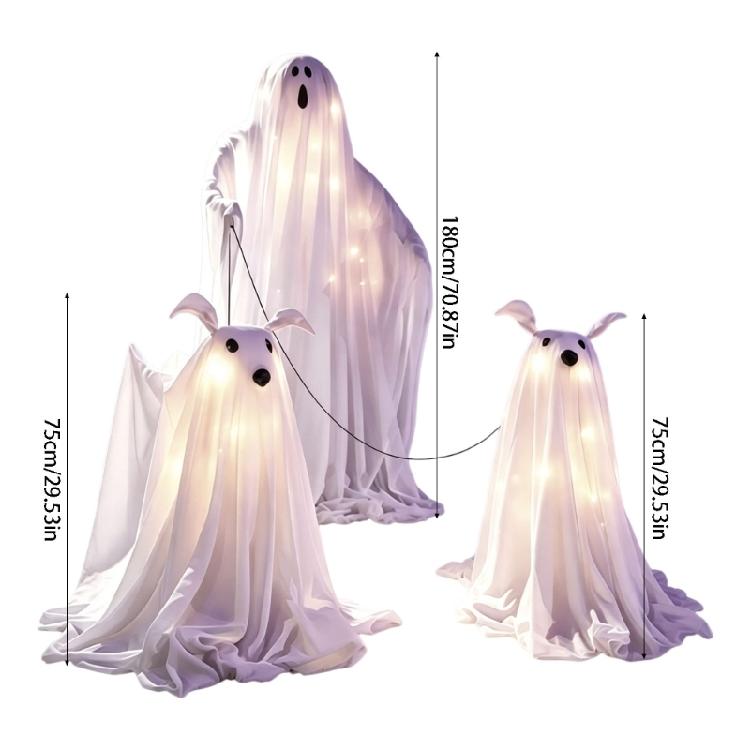 Affichage de Figurine de Fenêtre d'Halloween avec Lumière Intérieure, Figurine Debout et Paire de Chiens pour Coins de Fête, Tables et Placement à l'Entrée à l'Intérieur