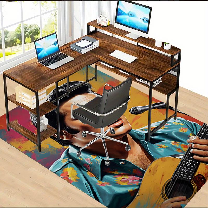 Elvis Polyester Carpet, Soft Indoor Mat for Office Chair, Living Room, Computer Desk - Decorative Home Office Rug Design