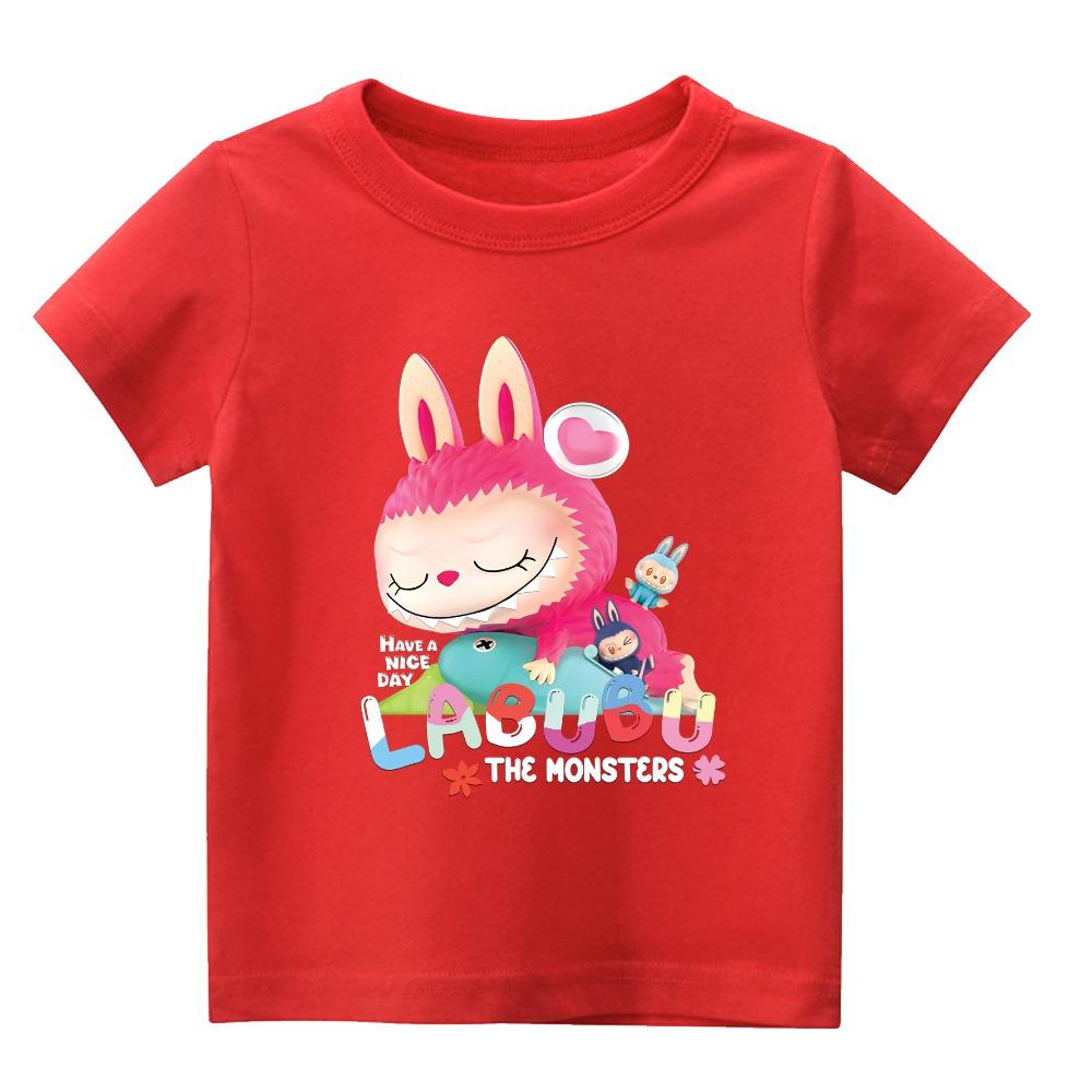 

T-shirt Top Short-sleeved Children s Picture LABUBU Printed Loose Casual Style T-shirt 100