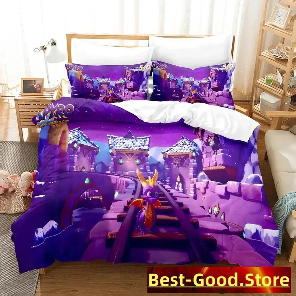 

3D New Spyro Reignited Trilogy Bedding Set Single Twin Full Queen King Size Bed Set Adult Kid Bedroom Duvetcover Sets Anime Gme AU Single 140x210cm