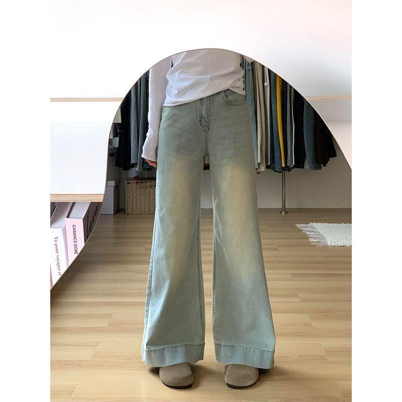 

Small Pants Women s Bell-Bottom Pants Light-Colored Jeans Women s Summer Thin New Arrival Skinny Wide-Leg Straight Trousers Light pants 156-165 XL