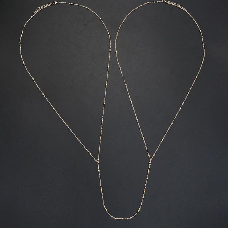 Fashion Gold Color Round Bead Body Chain for Women Simple Metal Double-Layer Chain Adjustable Body Chain Vacation Beach Jewelry
