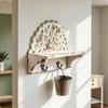 Wall Shelf with Hooks Entryway Coat Rack Distressed Wall-Mounted