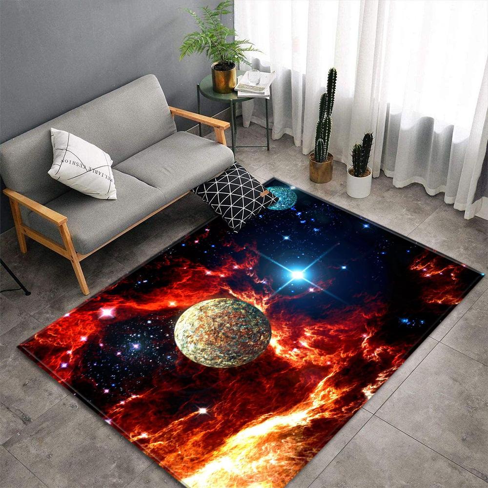 Colorful Galaxy Planet Large Carpet Feather Wind Bedroom Floor Mat