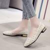 Women Flats Slip On Flat Gold Pointed Toe Casual Shoes Plaid Boat Shoes Metal Heels Female Shoes Shallow Ladies Footwears Size42