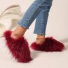 Fashion Fashion Warm Slippers Luxury Slippers Women Open Toe Raccoon Fur Slides Woman Shoes Women Flat Half Slippers Comfortable Shoes