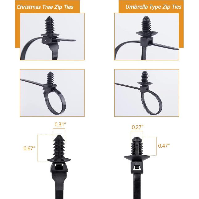 Xislet 160Pcs Nylon Universal Cable Tie Buckle Zip Tie Clips Automotive Rivet Push Mount Zip Ties Compatible With Cars Boat Trailer Polaris UTV Jeep