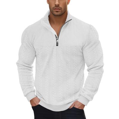 New Versatile Daily Business Spring And Autumn Men'S Men'S Standing Collar Long Sleeved Casual Outdoor Hoodie Jacquard Knitted Sweater
