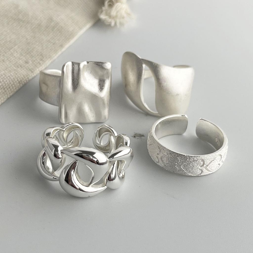 925 Sterling Silver Rings for Women Couple Minimalist Handmade Simple Moon Heart Ring Fine Jewelry Gift Prevent Allergy
