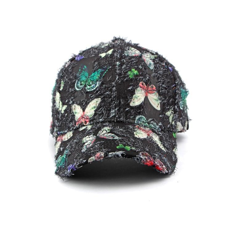 Women's Summer Sunscreen Butterfly Printed Hard Top Baseball Cap