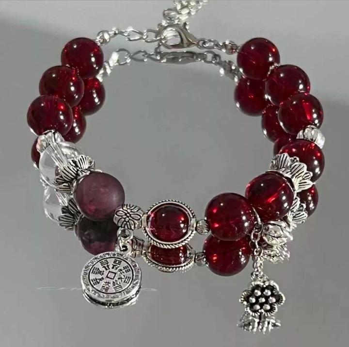 Bohemian Sweet  Beaded Bracelet for Women Girls Pink Color Imitation Jade Crystal Hand Jewelry Birthday Party Gifts