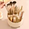 Beige Spinning Makeup Brush Holder Large Capacity Makeup Brush Storage Box  for Home