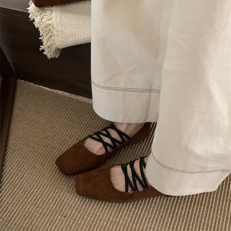 2025 Temperament Versatile Solid Color Lace-up Light Mouth Single Shoes Women's Autumn Fashion Retro Mori Casual Wedge Heel Mary Jane