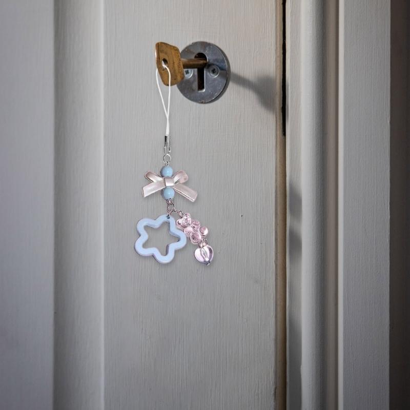 Acrylic Bows Keychain Pendant Multicolor Pentagrams Pendant Key Chains Fashionable Decoration for Phones Car Keys Bags