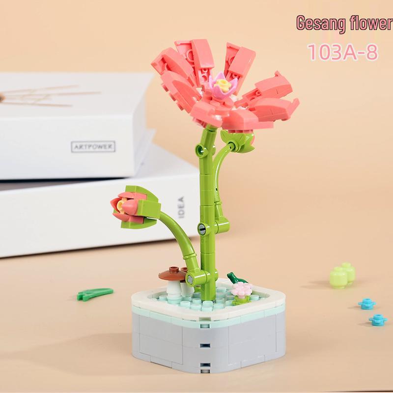 Educational Sunflower & Hibiscus Building Blocks Ornament - Teacher's Day Gift