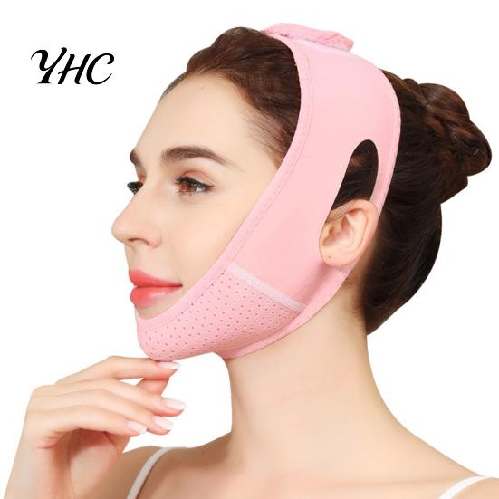 Women Face Bandage Chin Strap with Adjustable Fastener Tape Soft Breathable Double Reducer Beauty Sculpting