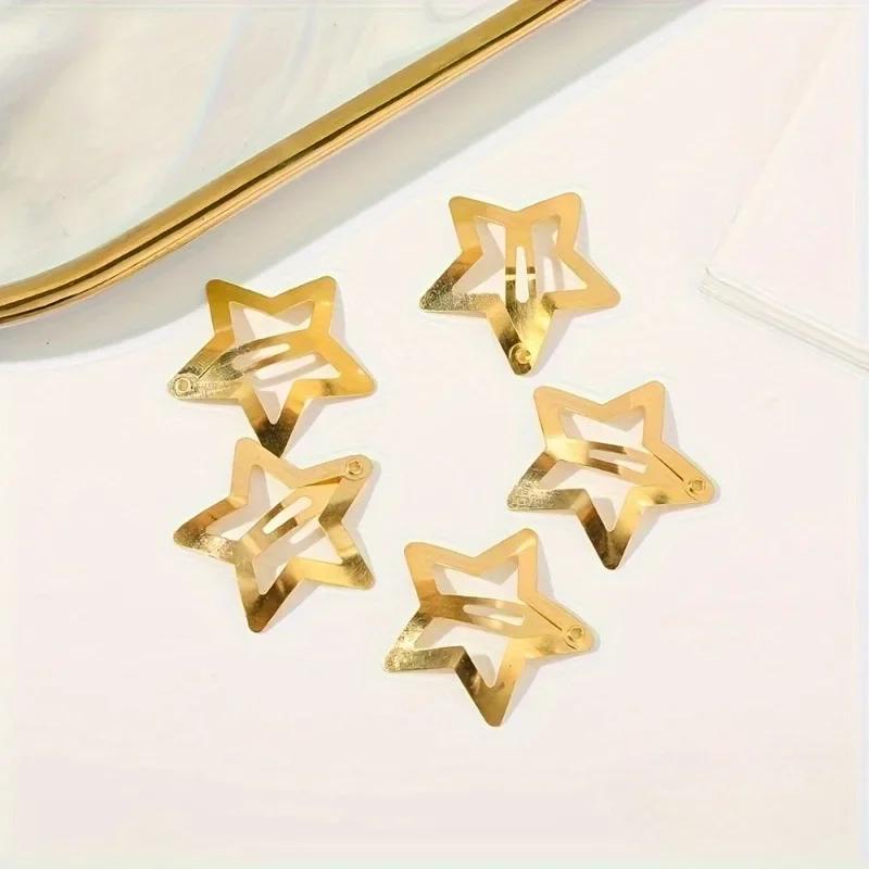 5PCS Starlight Golden Five-pointed Star Mini Star Small Hairpin Modern Style Sweet Style Bangs Styling Accessories Small Clip