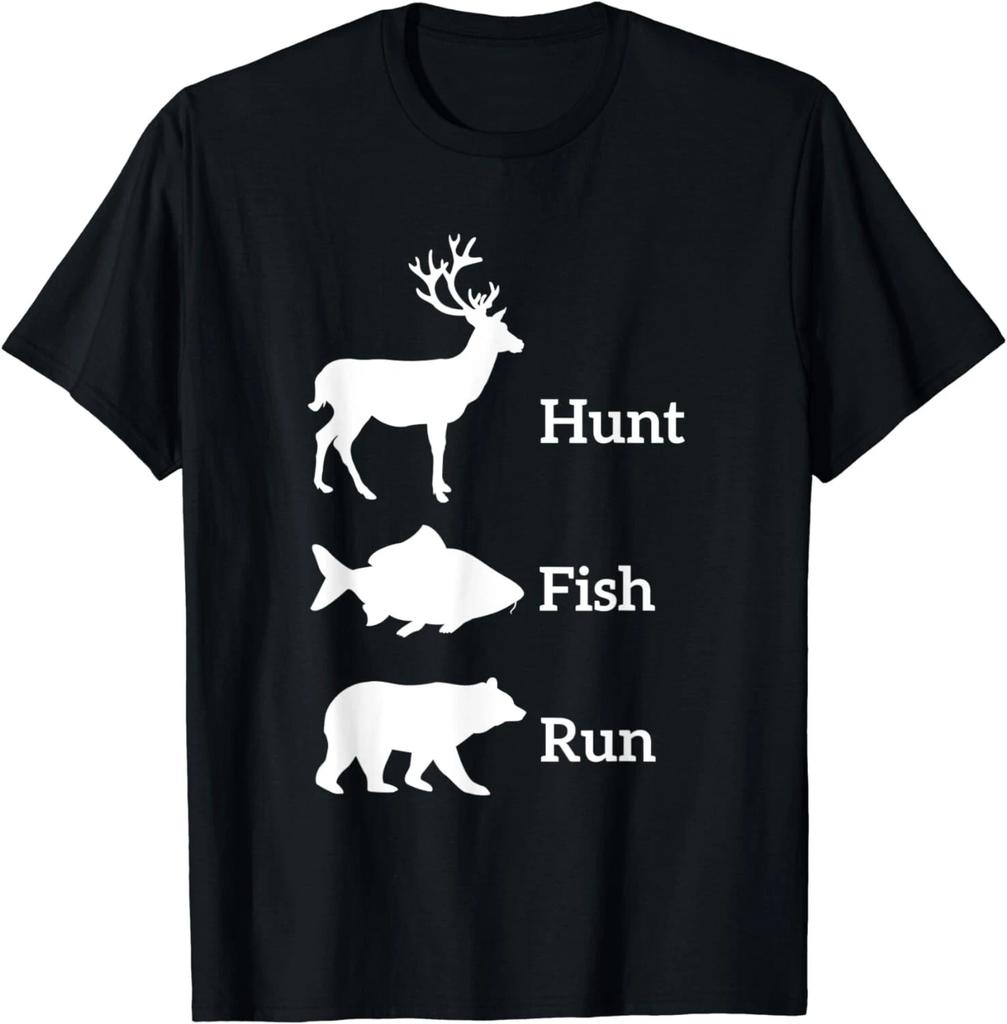 Funny Hunting Fishing Hunt Fish Run Bear Gifts Gift Unisex T-Shirt