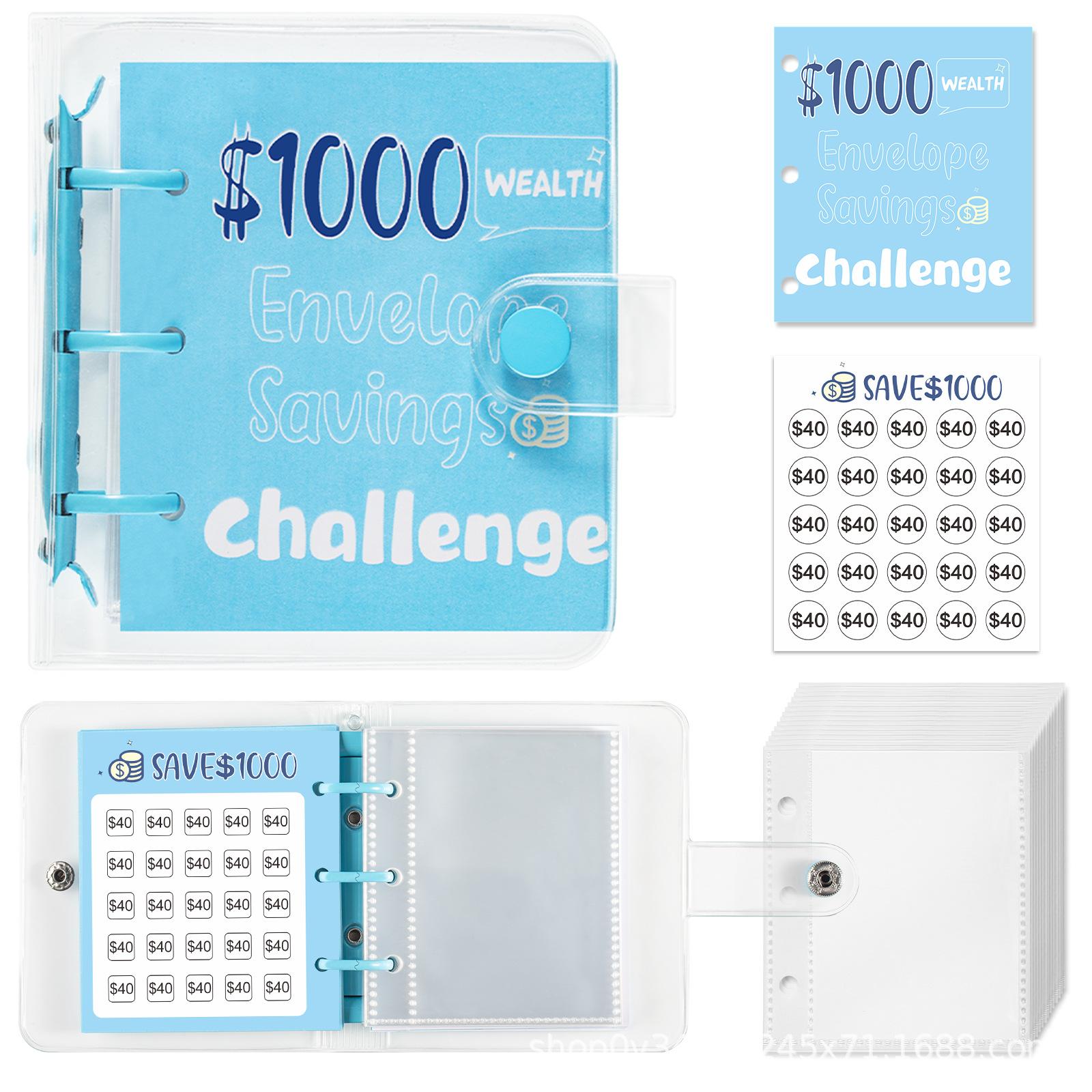 

$150/300/500/1000 Папка для сбережений денег ПВХ Мини-бюджетная папка для планирования бюджета 300 синий