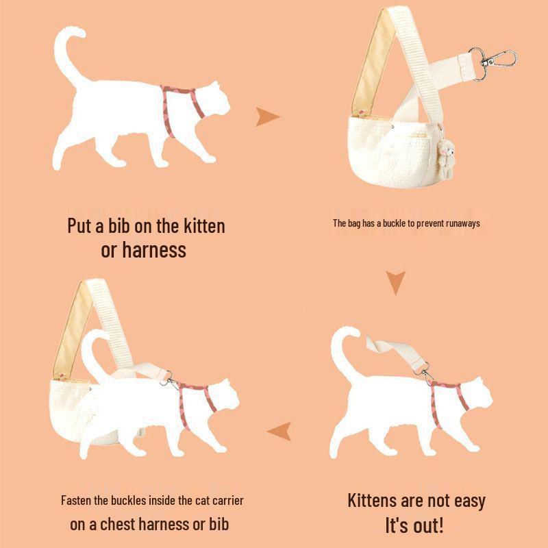 Crossbody Portable Pet Outing Bag with Front Pocket for Cats and Small Dogs