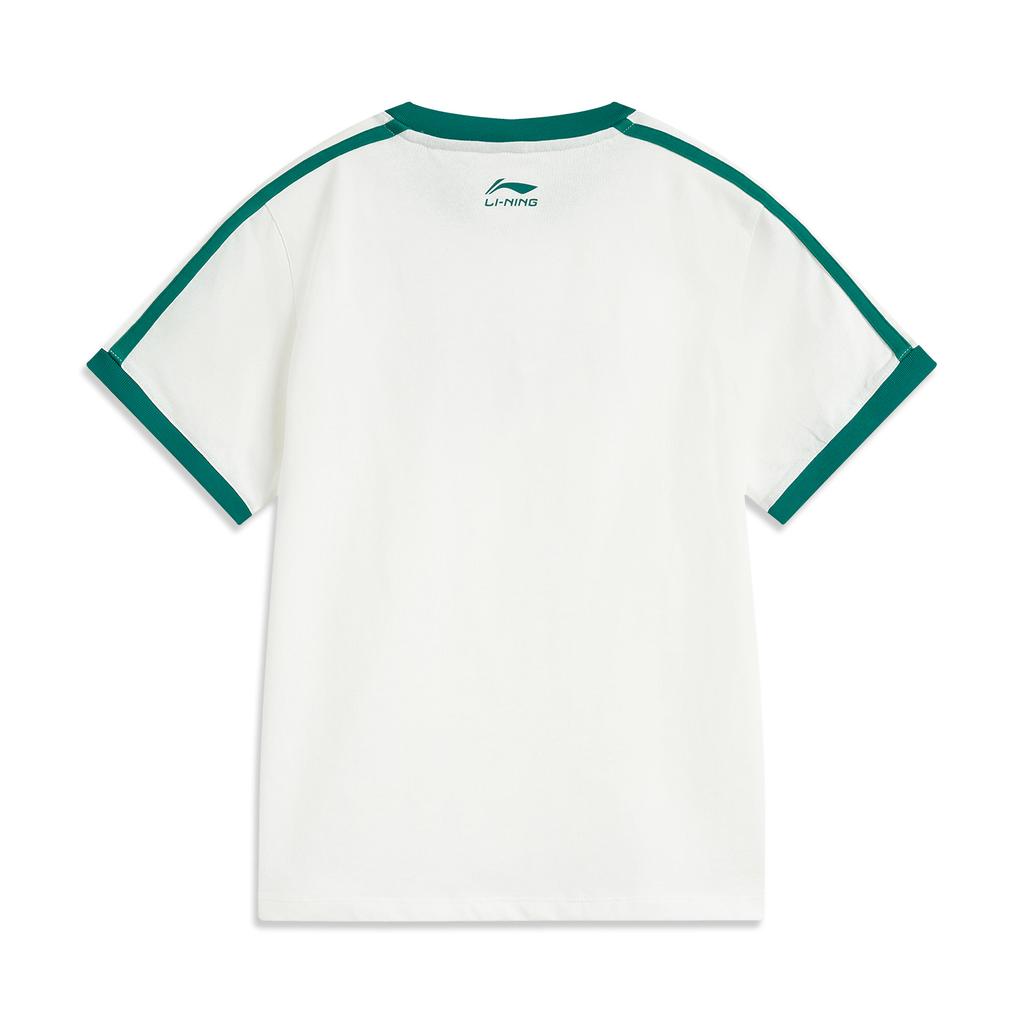 Li Ning Sports Lifestyle Series High Street American Vintage Comfortable Crew Neck Pullover Simple Short Sleeve T-Shirt Women T-Shirt AHSVB44-4