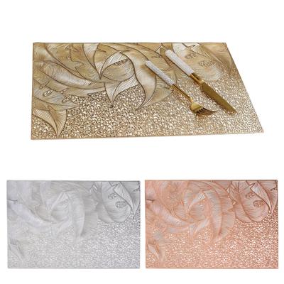 Placemats Gold Metallic Hollow Out Rectangle Table Mat Heat Resistant PVC