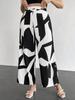 Europäische & Amerikanische Geometrische Print High-Waist Weitbeinige Hose - Damen Lässiger Gerader Schnitt