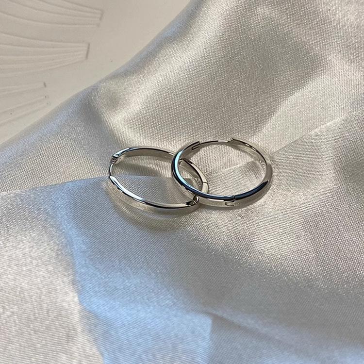 Silver Plated Circle Hoop Earrings for Women Girl New Geometric Crystal Round Cute Earring Party Jewelry Dropshipping