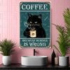 Vintage Metal Tin Sign Funny Cat Coffee Retro Wall Art Home Bar Decor