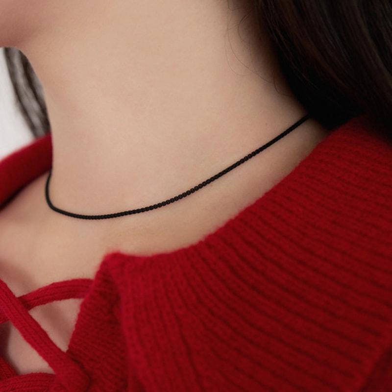 geegee matt chain necklace - black