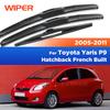 Scheibenwischer vorne und hinten für Toyota Yaris P9 Schrägheck, französische Baujahre 2005-2011, Scheibenwischerblätter für Windschutzscheibe, Fensterscheibe, 24" + 16" + 12"
