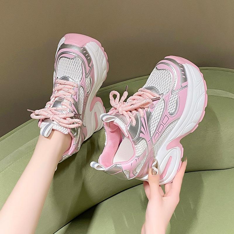 Fashion Spring Autumn Women Chunky Sneakers Breathable Mesh Casual 10.5CM Wedge Heels Platform Footwear Summer Femme Sport Dad Shoes