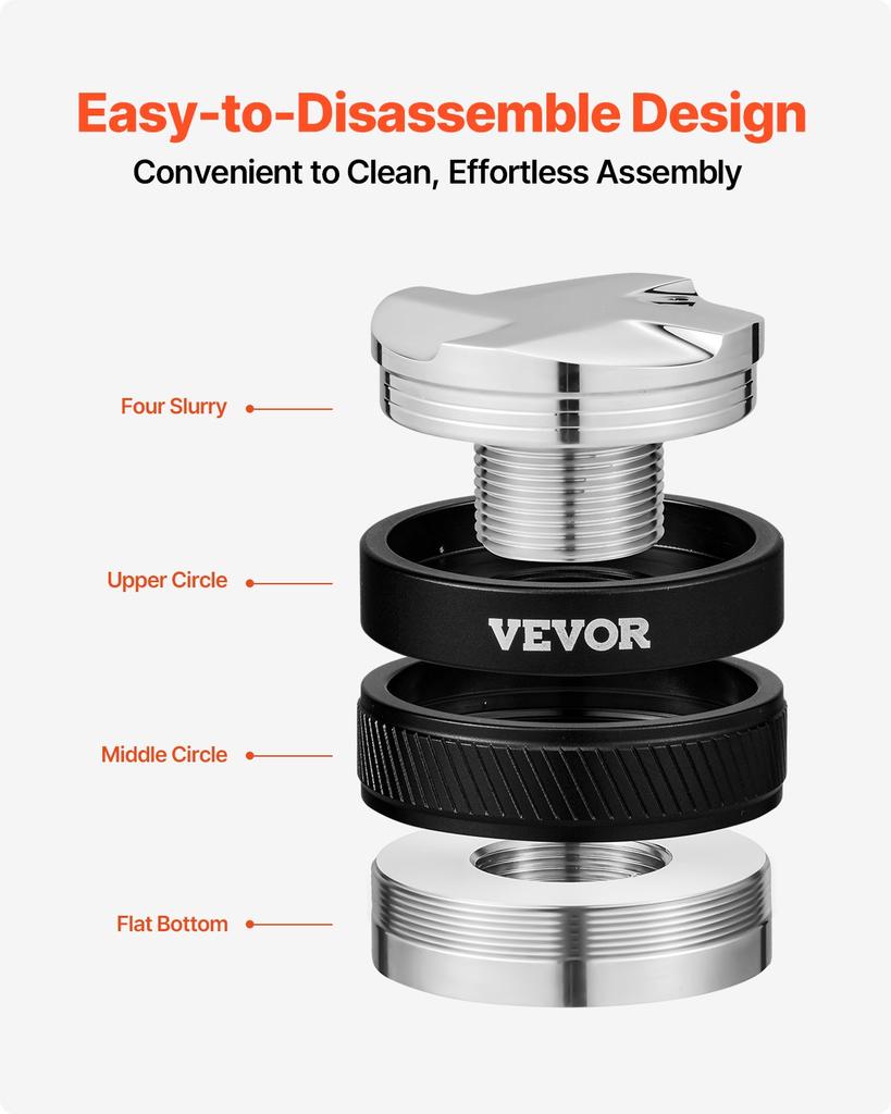 VEVOR Coffee Distributor 53mm, 2-in-1 Adjustable Espresso Distributor with Fan-Shaped Base