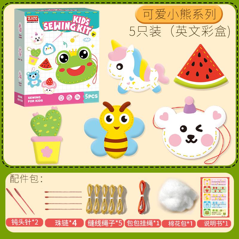 Kids DIY Hand-Sewing Craft Toy – Non-Woven Fabric Creative Ornament Kit With 5 Designs, DIY Doll Decoration Gift