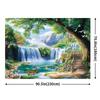 2D-Natur-Wandteppich mit Wasserfall, Hirschen und Seelandschaft als Hintergrundstoff für das Wohnzimmer