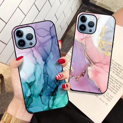 Color Marble Art Fashion Case For Iphone 14 13 11 12 Pro Max Mini Xs Xr X 7 8 6s Plus Se 2022 Tempered Glass Back Cover Capas