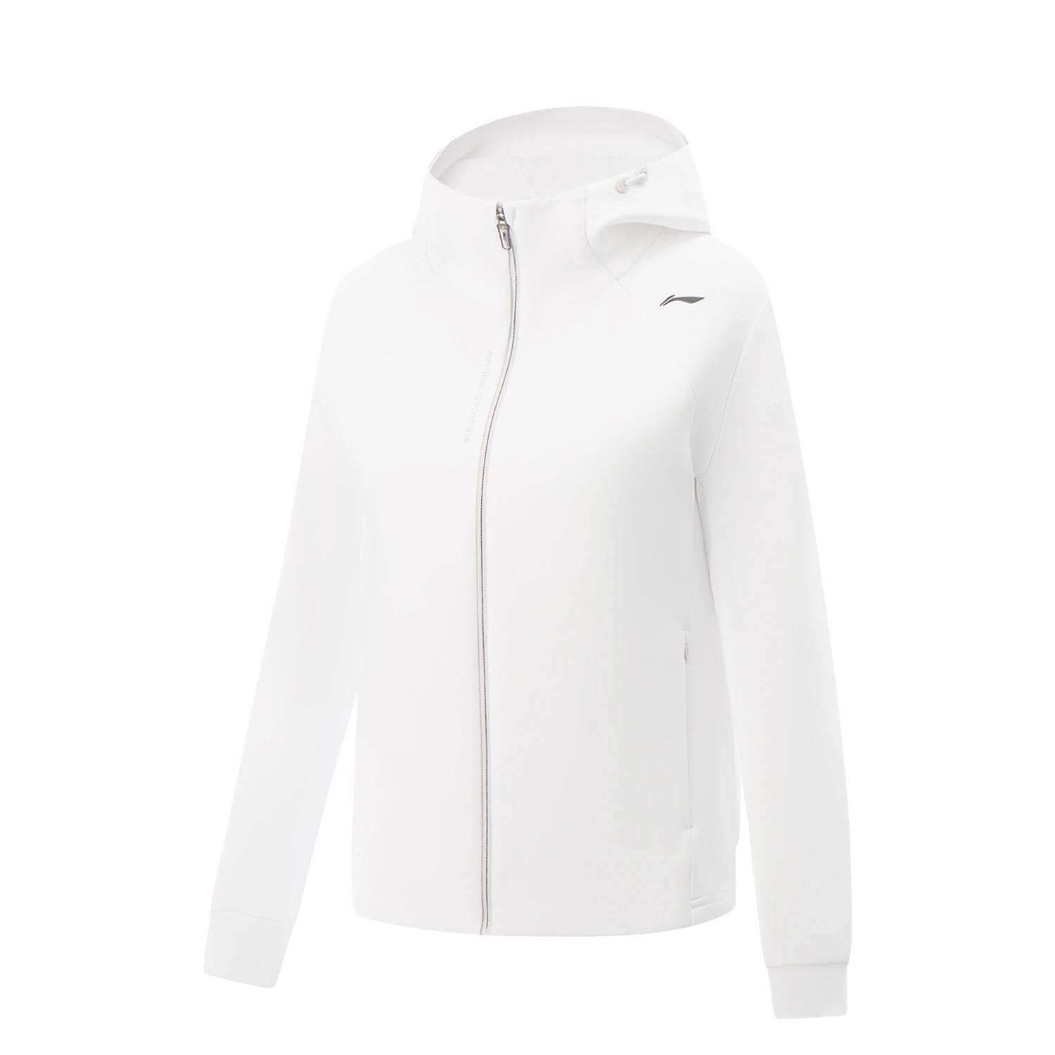 Li-Ning Однотонная куртка с капюшоном на молнии, универсальная, женская куртка AWDVF64-4 M