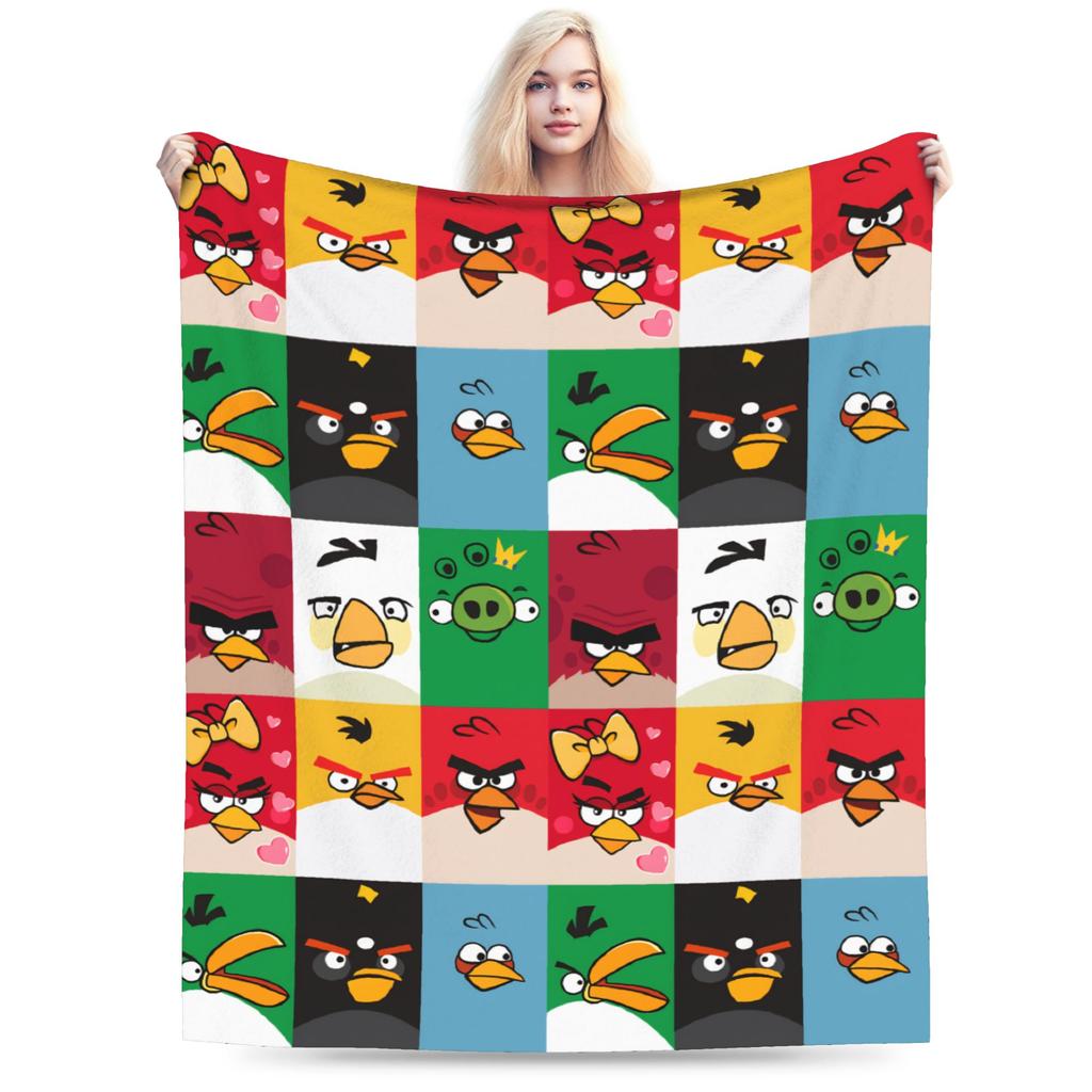 A-Angry Animation B-Birds Cartoon Flannel Blanket Winter Soft Warm Throw Blanket for Girls Boys Couch Bed Bedspread Sofa Bed