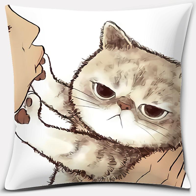 Funny Cute Cat Cushion Cover Cartoon Pets Pillows Cases Sofa Pillowcase Home Office Decoration