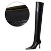 Bigtree Shoes Fashion Simple Soft Leather Women Long Boots Autumn Winter Pointed Toe Thin High Heel Over The Knee Black Boots