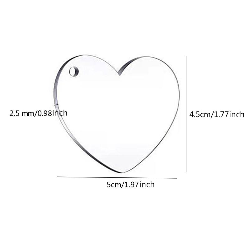 30/60Pcs Acrylic Heart Keychain Blanks Acrylic Hearts Discs with Hole for DIY Keychain Vinyl Valentine's Day Ornament
