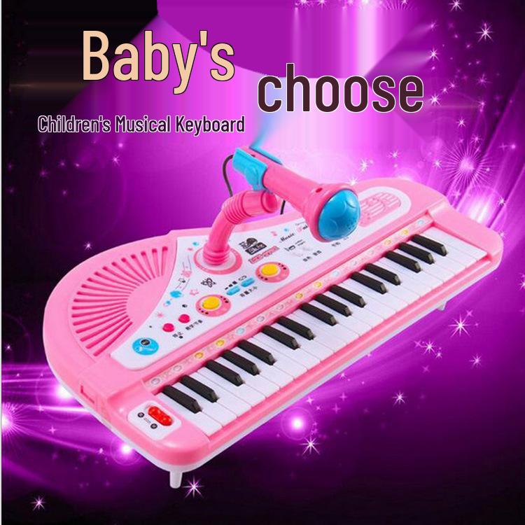 Children's 37-Key Mini Electronic Keyboard with Microphone - Multifunctional Piano Music Toy for Girls